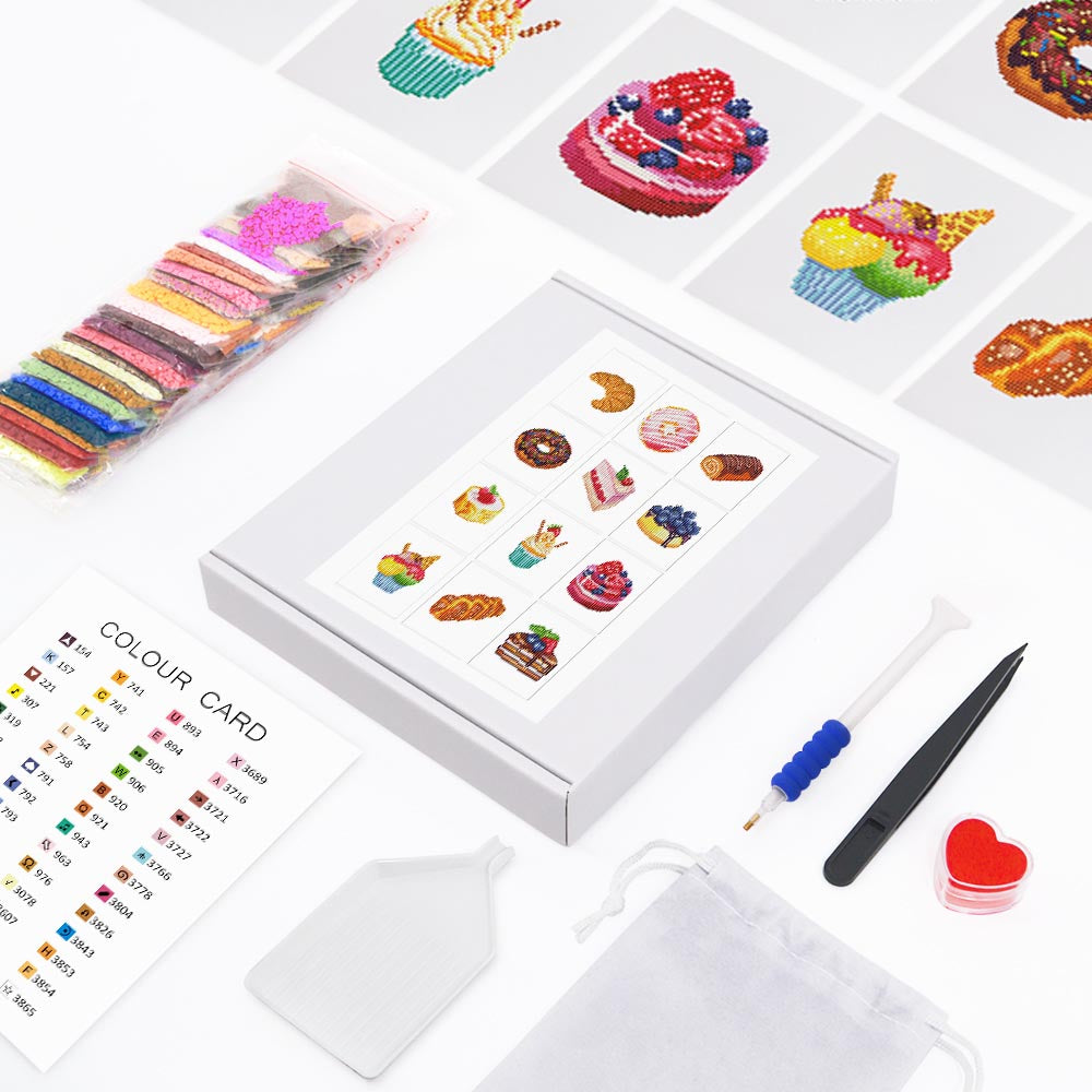 Diamond Painting - 12 Mini-Paintings | Bakery Set