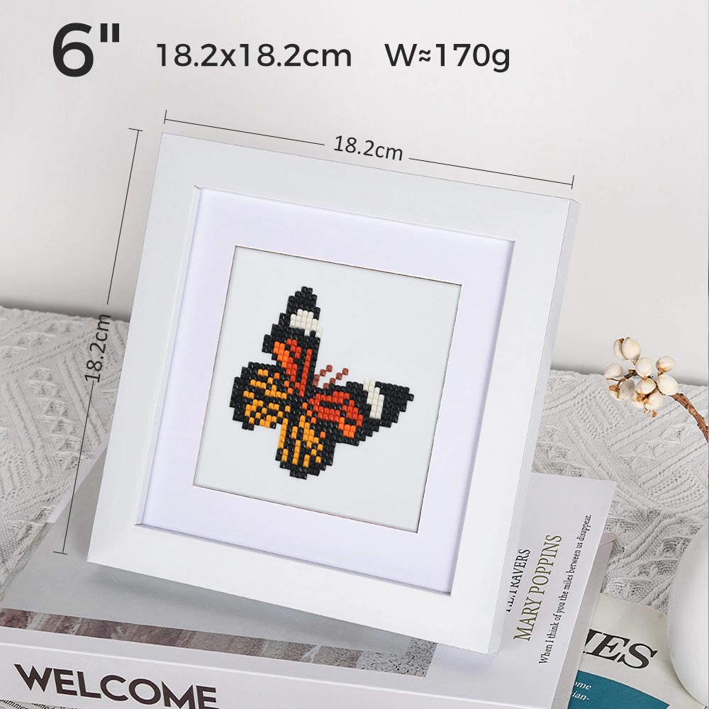 Mini Diamond Painting Frame – 6" or 8" | Black, White & Wood Finish | With Mat & Stand
