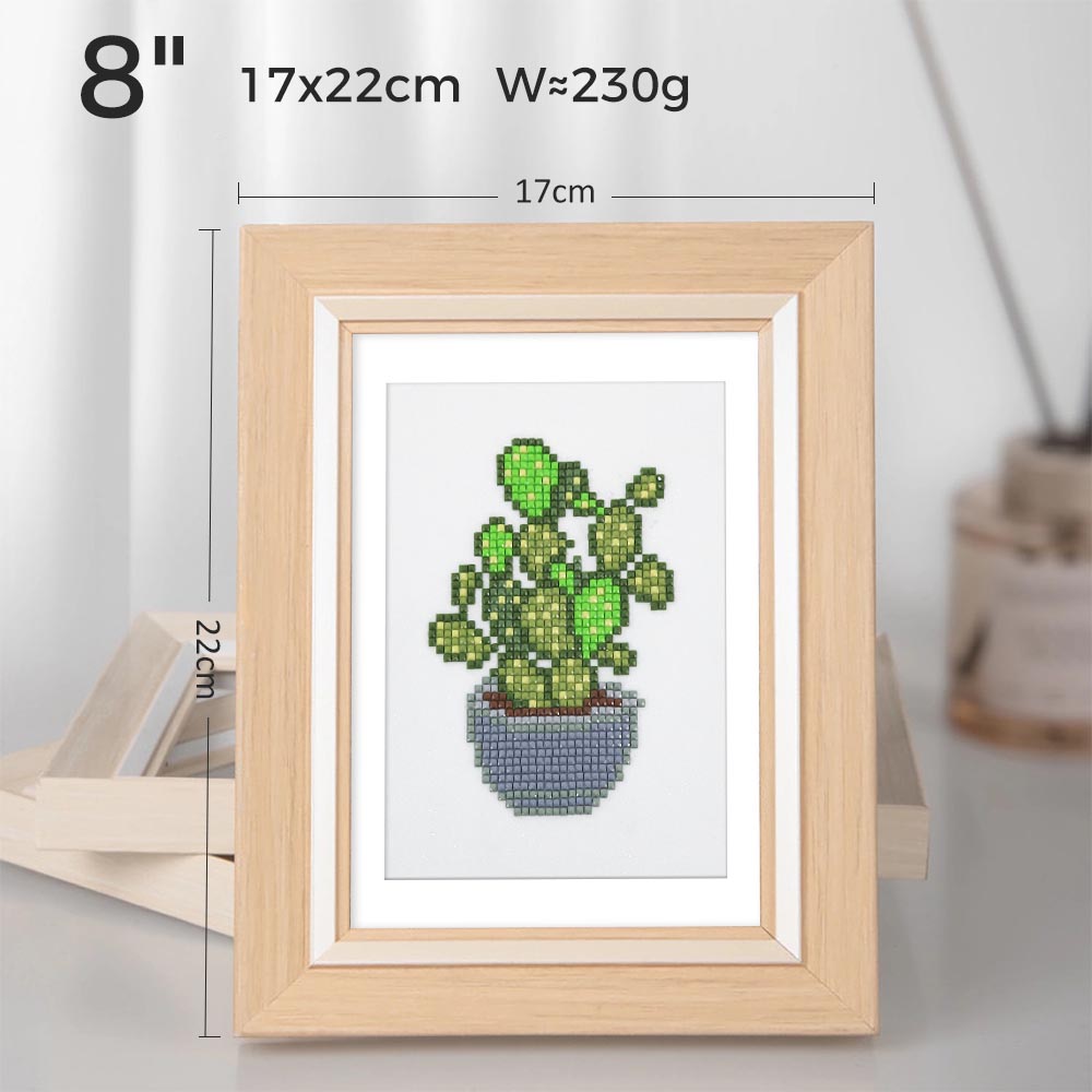 Mini Diamond Painting Frame – 6" or 8" | Black, White & Wood Finish | With Mat & Stand