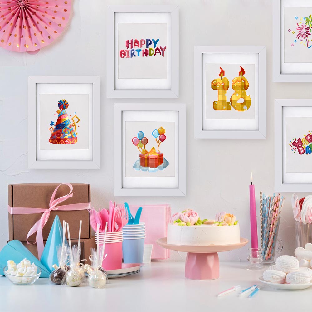 Diamond Painting - 12 Mini-Paintings | 18. Birthday Set