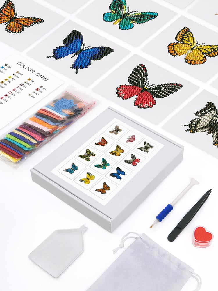 Diamond Painting - 12 Mini-Paintings | Colorful Butterflies