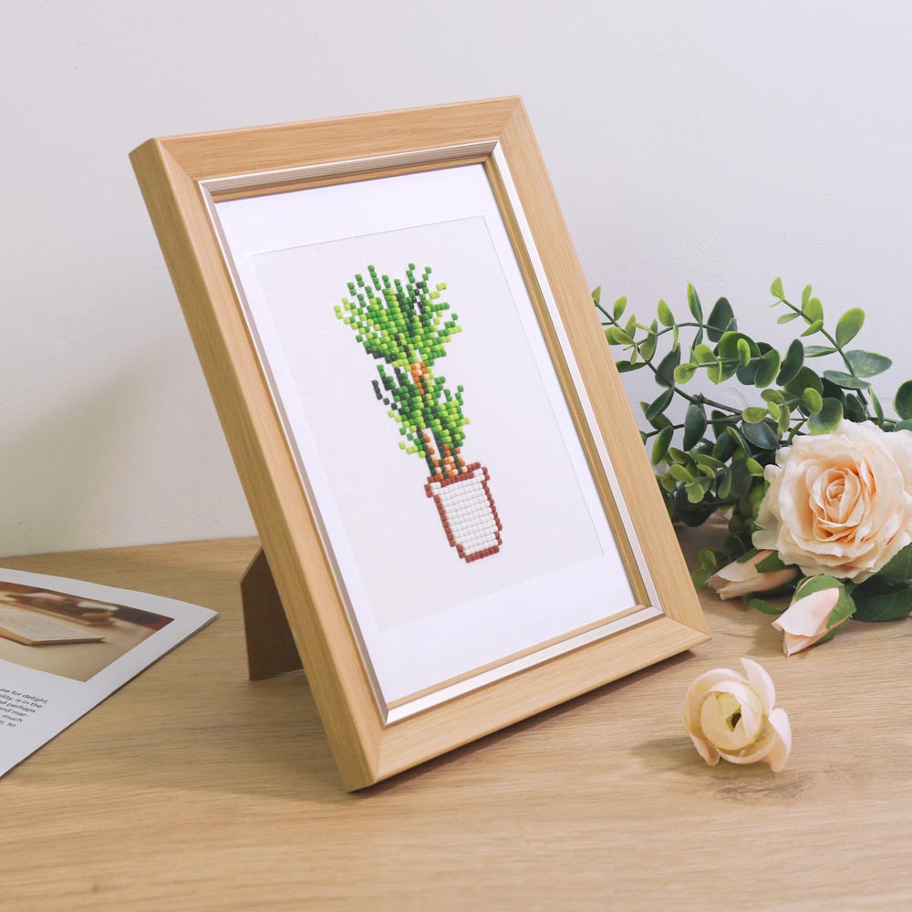Mini Diamond Painting Frame – 6" or 8" | Black, White & Wood Finish | With Mat & Stand