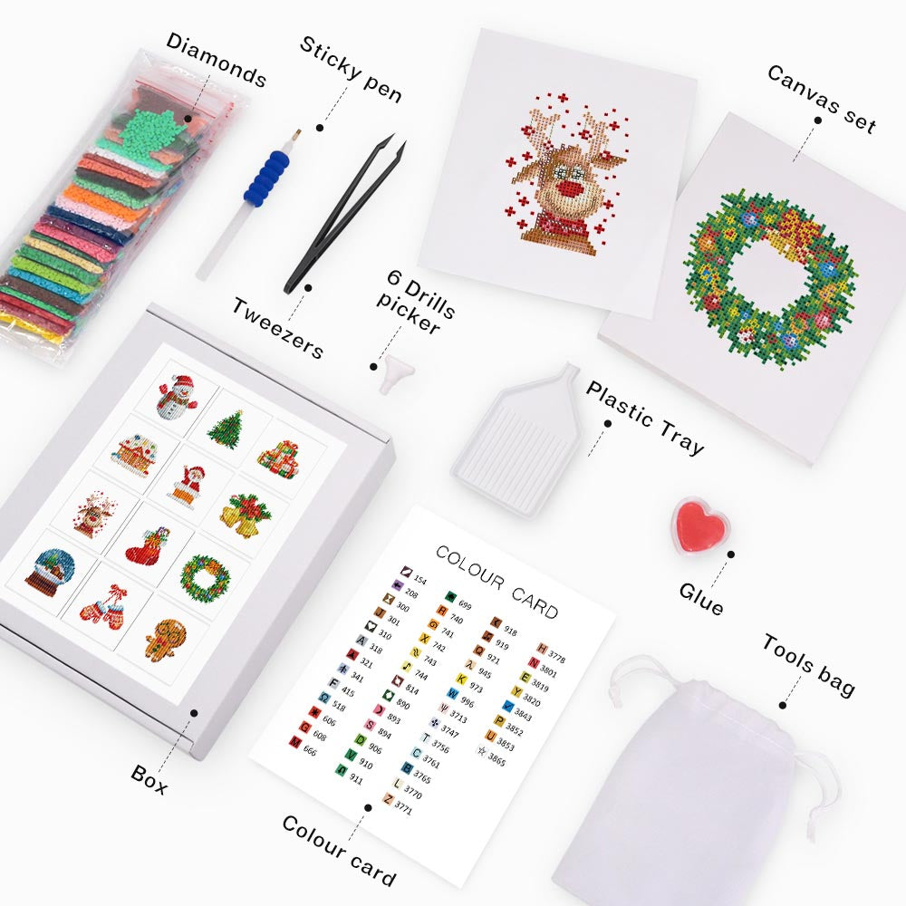 Diamond Painting - 12 Mini-Paintings | Christmas Set