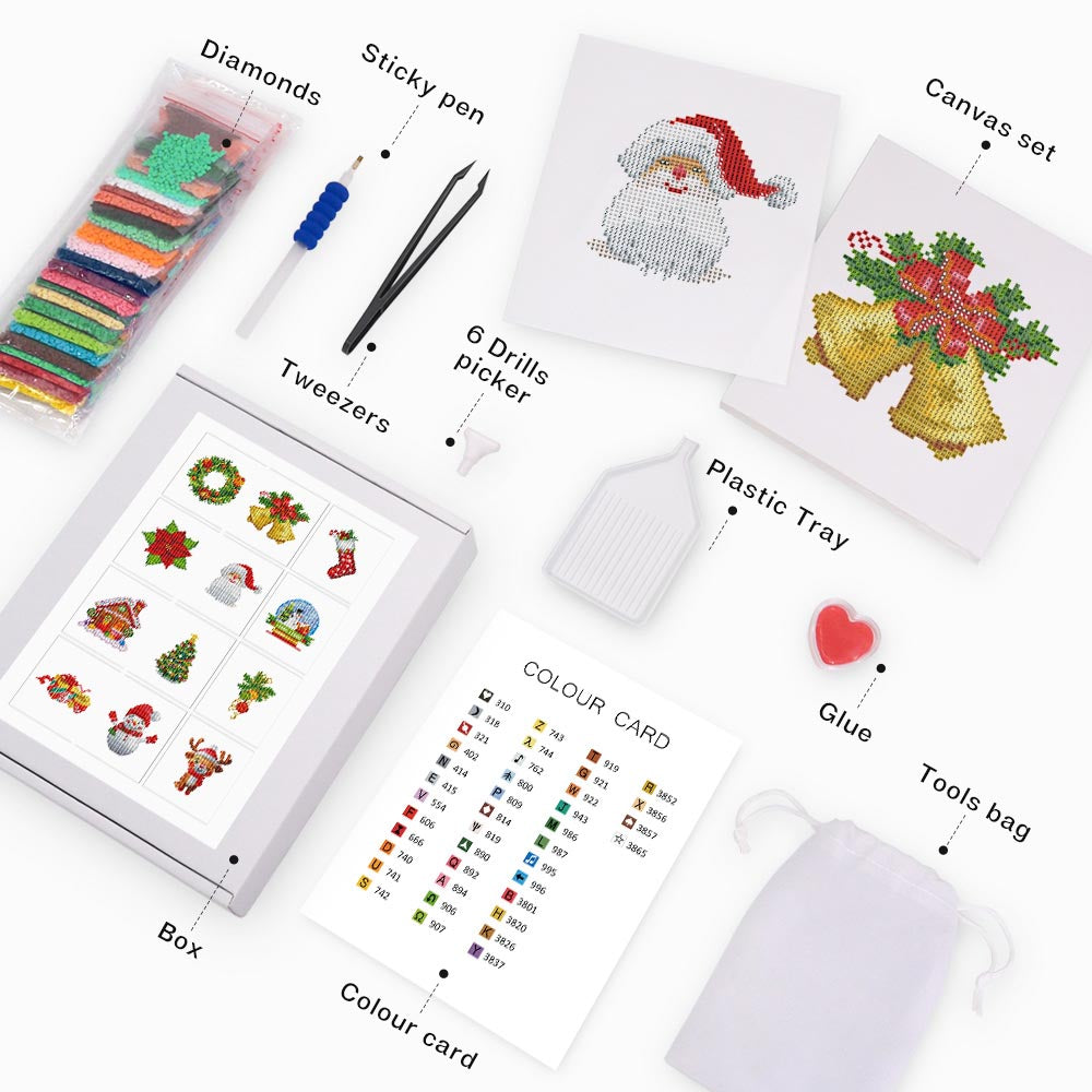 Diamond Painting - 12 Mini-Paintings | Christmas Set 2