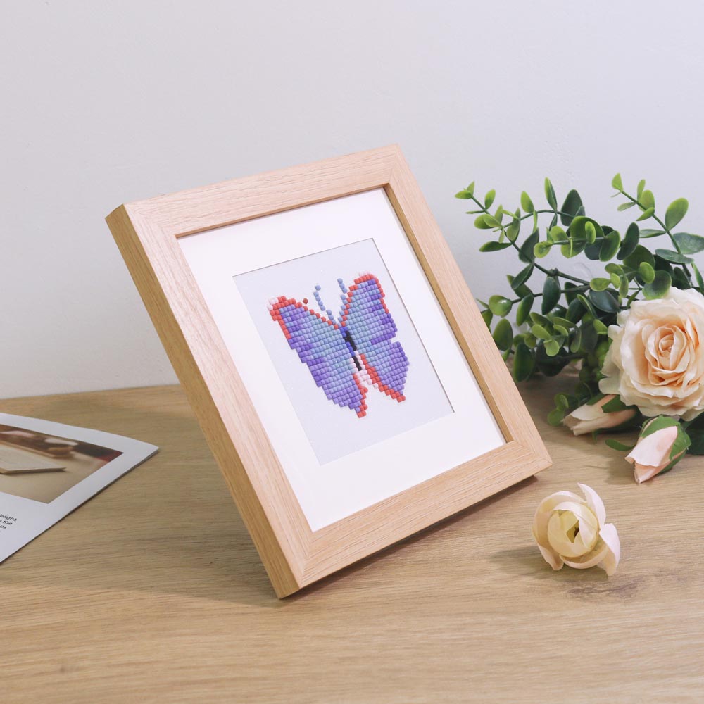 Mini Diamond Painting Frame – 6" or 8" | Black, White & Wood Finish | With Mat & Stand