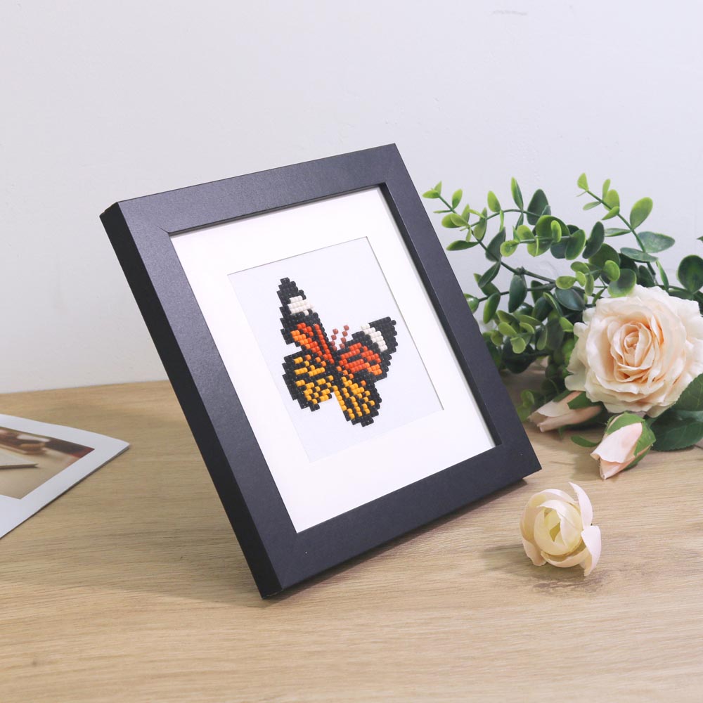 Mini Diamond Painting Frame – 6" or 8" | Black, White & Wood Finish | With Mat & Stand