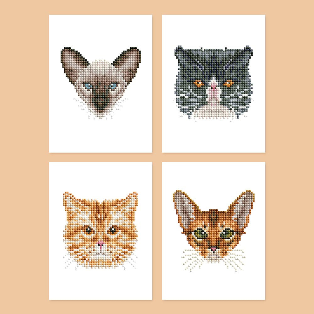 Diamond Painting - 4 Mini-Paintings | Cats