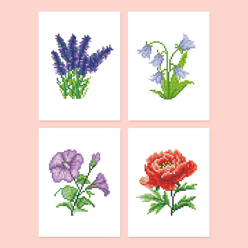 Diamond Painting - 4 Mini-Paintings | Flowergram