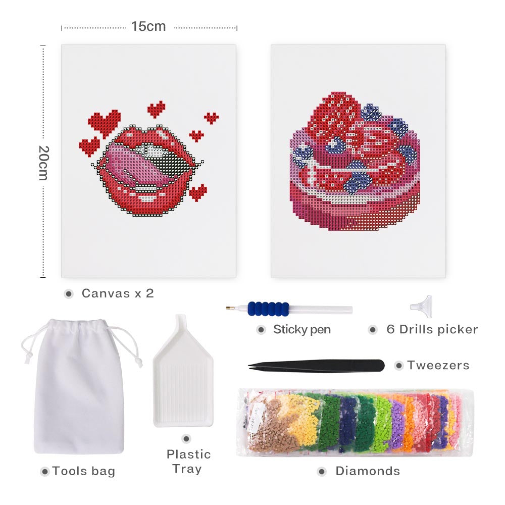 Diamond Painting - 2 Mini-Paintings | Sweet Love & Berry Bliss