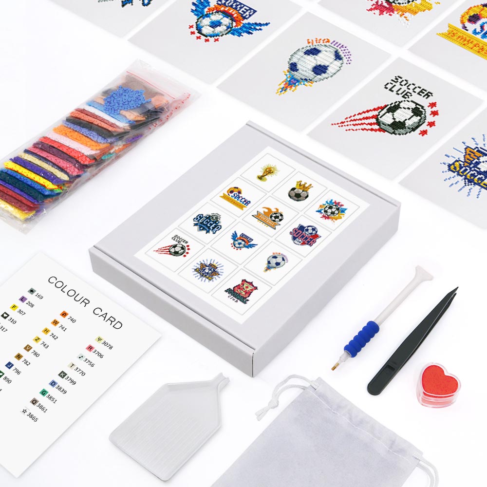 12 Mini-Paintings – Soccer Set diamond painting kit – image 3
