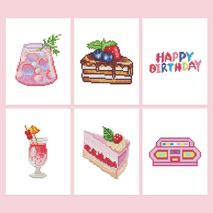 Diamond Painting - 6 Mini-Paintings | Cake & Drinks