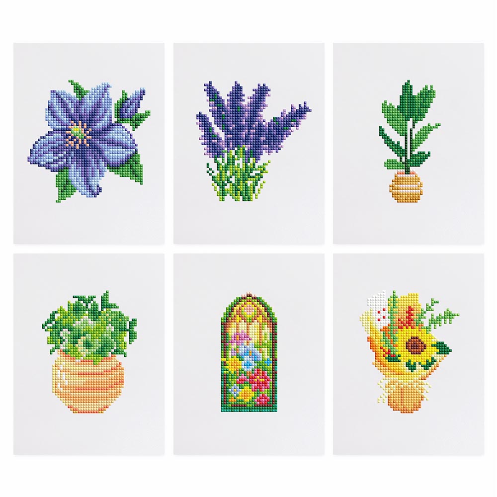
6 Mini-Paintings – Flower Set diamond painting kit
