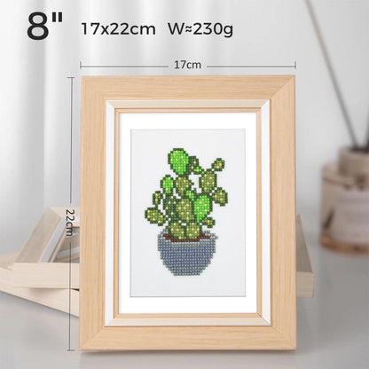 Mini Diamond Painting Frame – 6" or 8" | Black, White & Wood Finish | With Mat & Stand