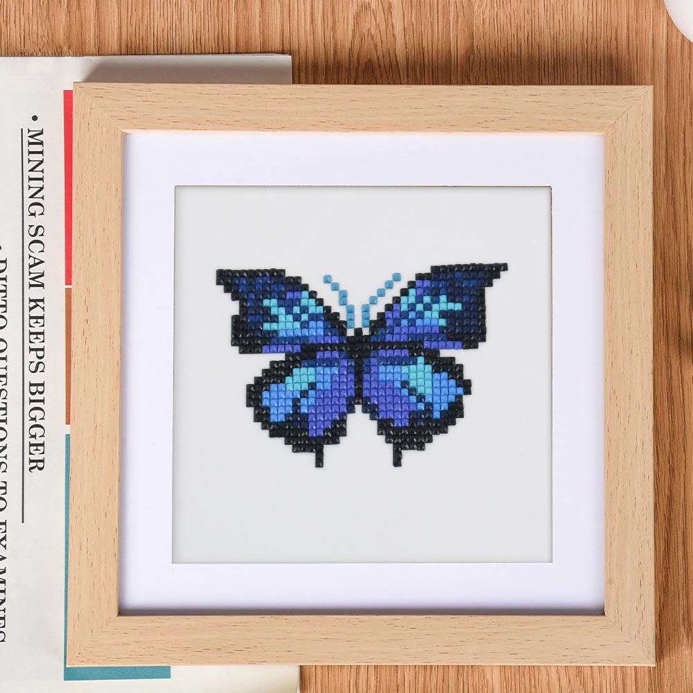 Mini Diamond Painting Frame – 6" or 8" | Black, White & Wood Finish | With Mat & Stand