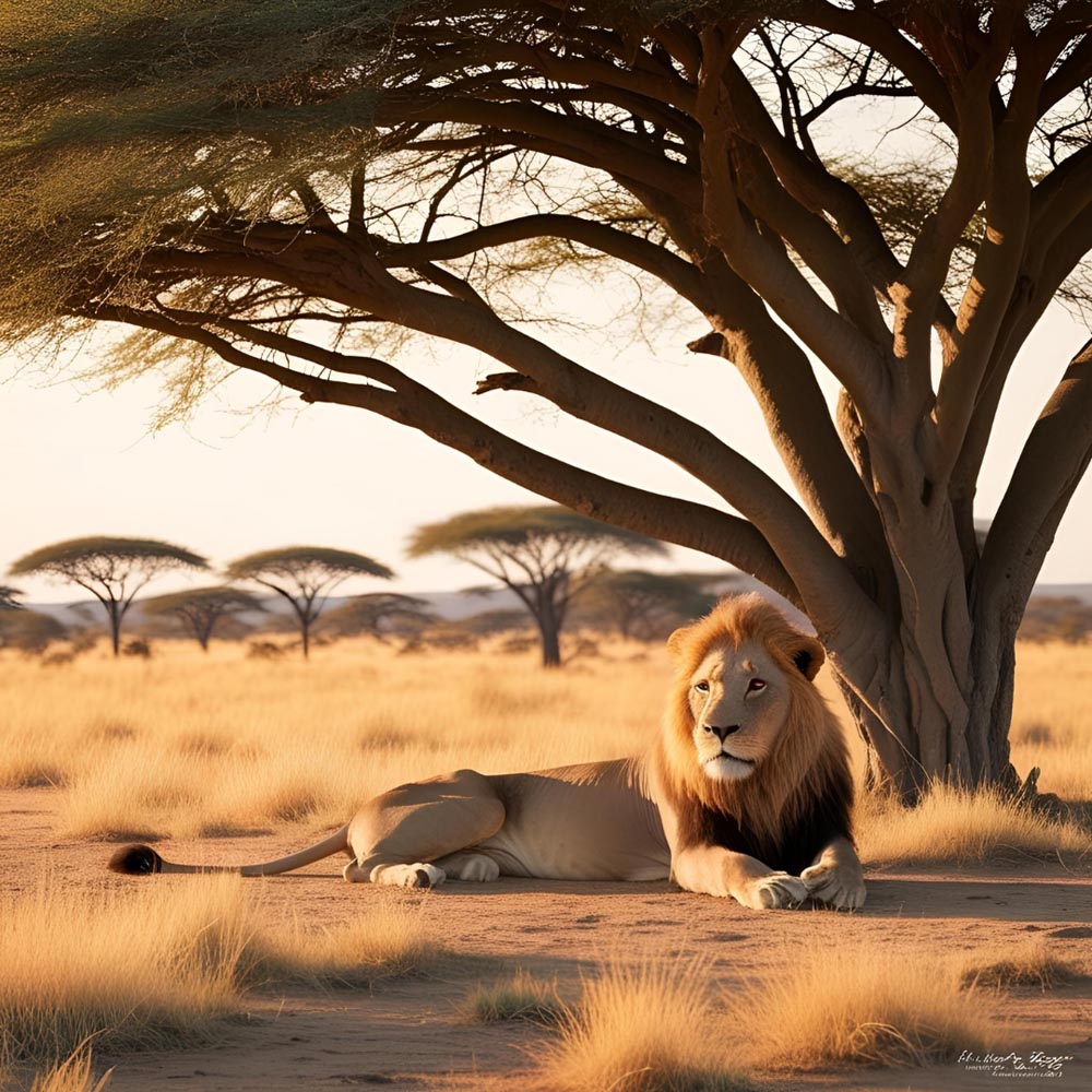 
Diamond Painting - Majesty of the Savannah – The Resting Lion