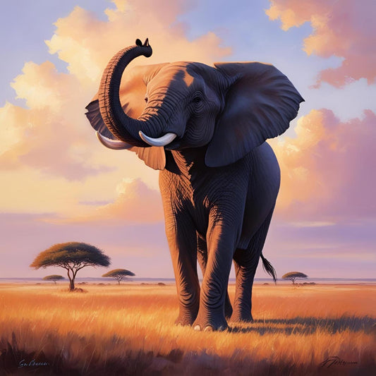 Diamond Painting - Pride of Africa – Elephant at Sunrise