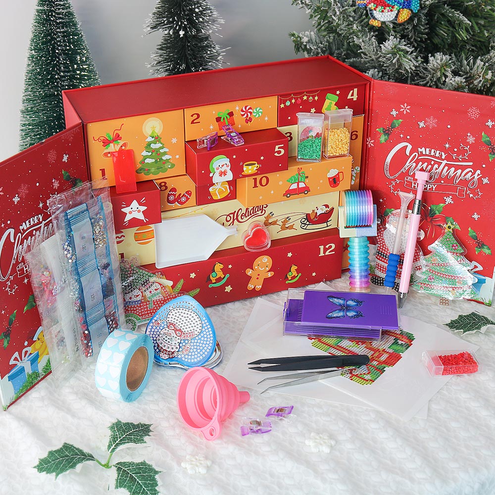 Diamond Painting – Advent Calendar – Classic Merry Christmas Edition (12 Doors)