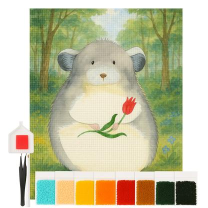 Diamond Painting - Chinchilla with flower by Mr. & Mrs. Panda