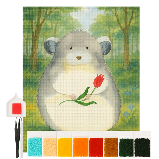 Diamond Painting - Chinchilla with flower by Mr. & Mrs. Panda