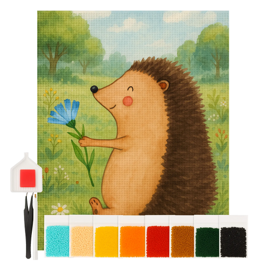 Diamond Painting - Hedgehog with flower by Mr. & Mrs. Panda