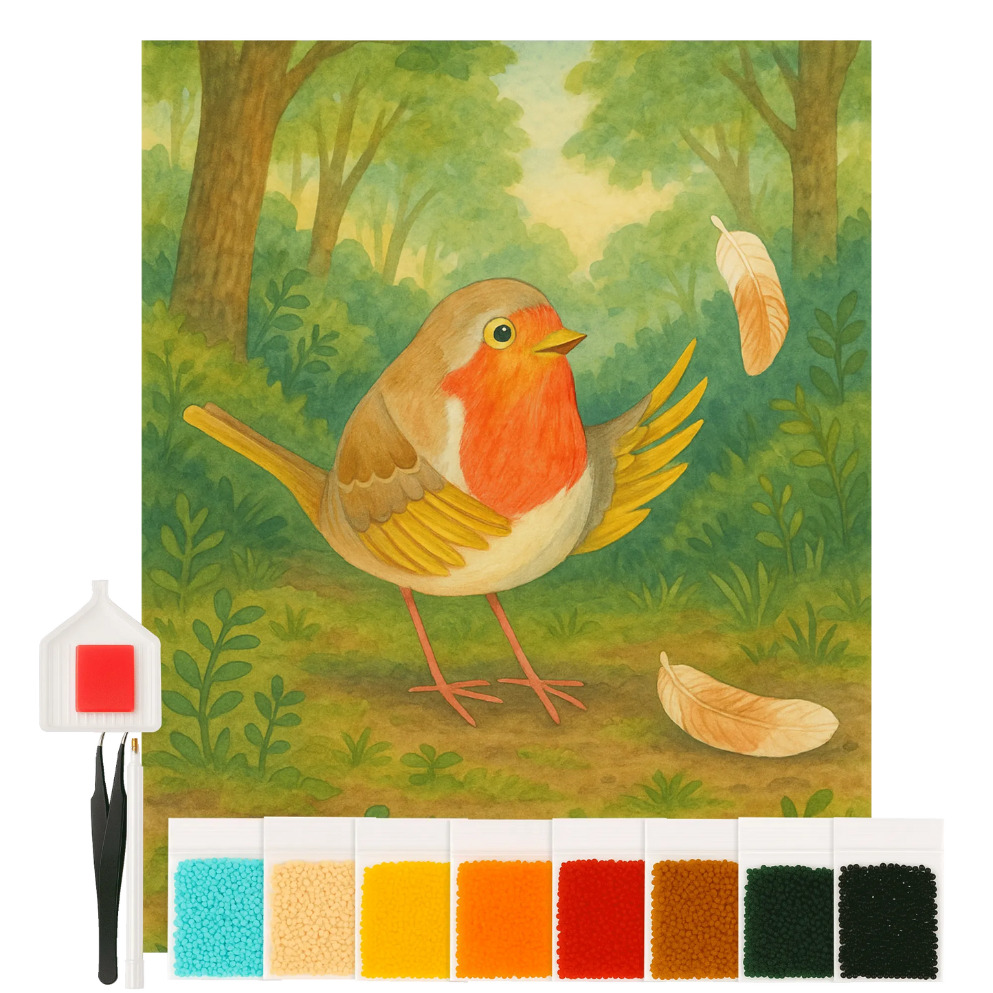 Diamond Painting - Robin with feathers by Mr. & Mrs. Panda