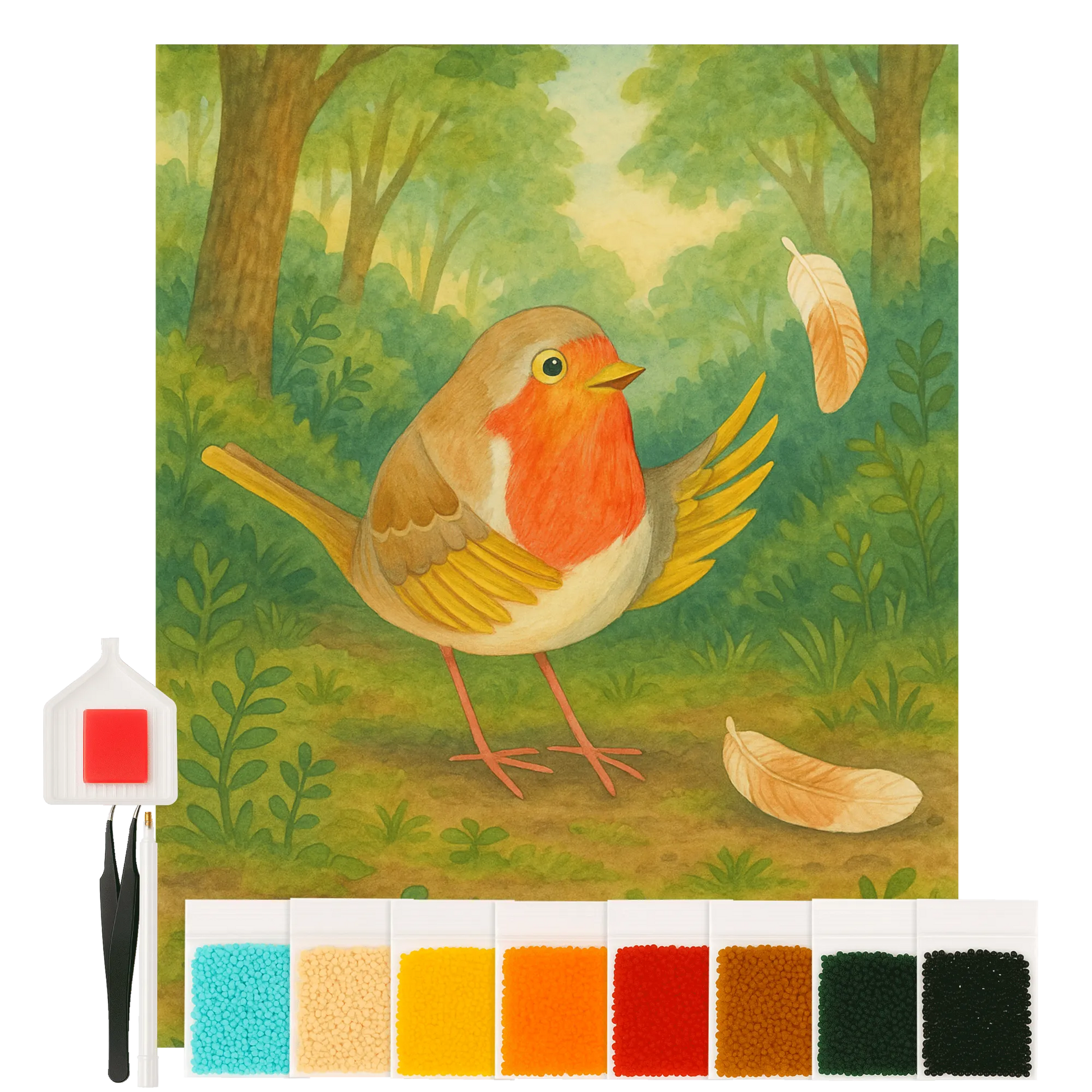 Diamond Painting - Robin with feathers by Mr. & Mrs. Panda