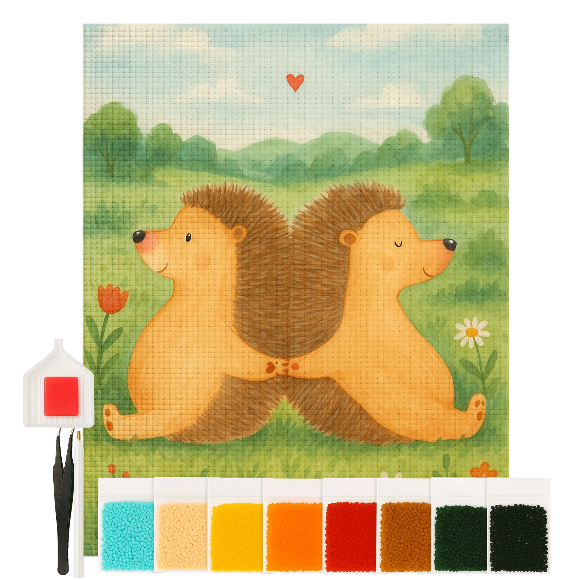 Diamond Painting - Hedgehogs holding hands by Mr. & Mrs. Panda