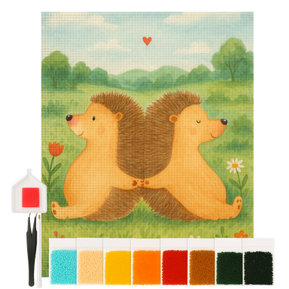 Diamond Painting - Hedgehogs holding hands by Mr. & Mrs. Panda