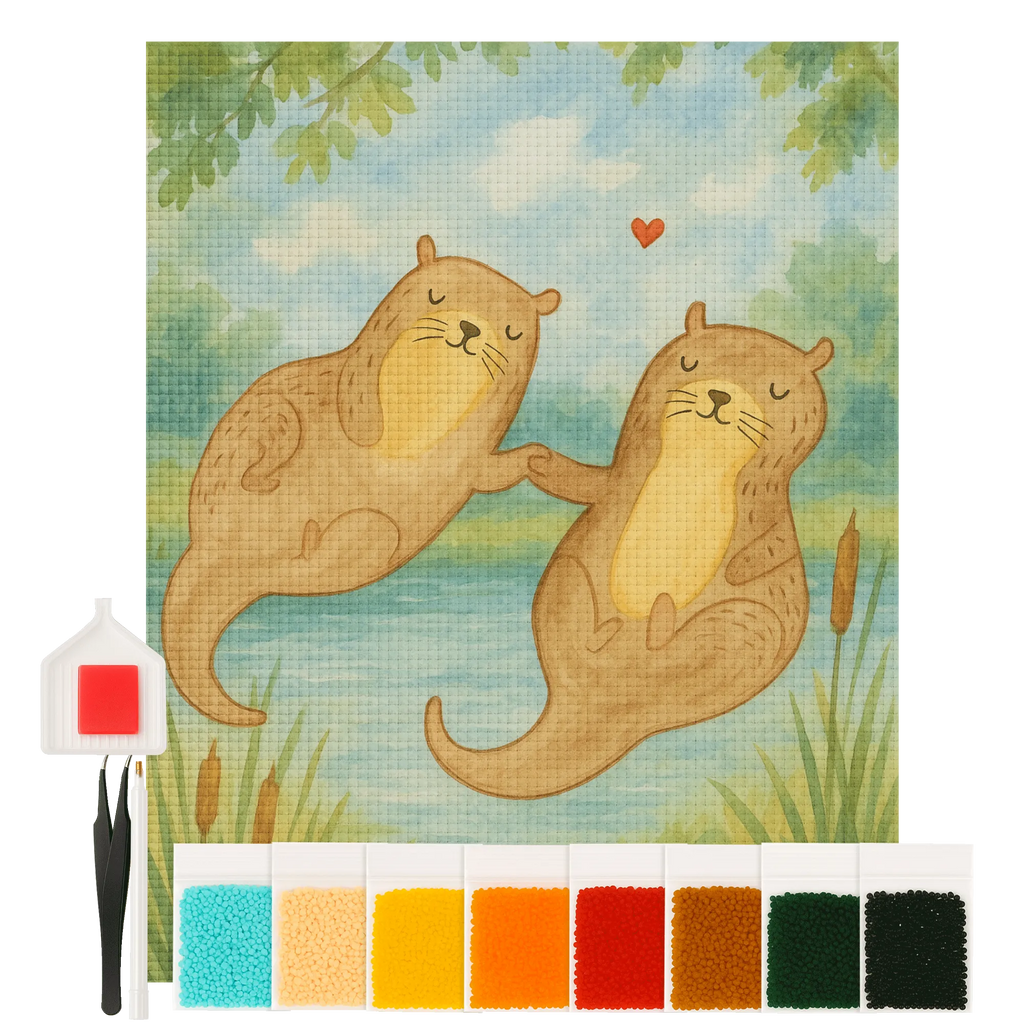 Diamond Painting - Otters holding hands by Mr. & Mrs. Panda