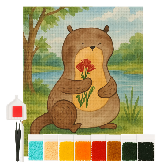 Diamond Painting - otter with flowers by Mr. & Mrs. Panda