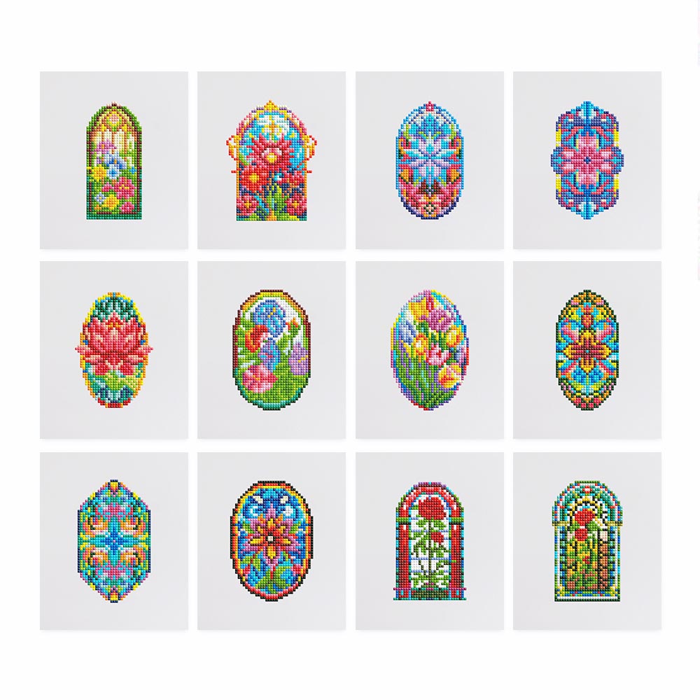 
Diamond Painting - 12 Mini-Paintings | Window Mosaic Set