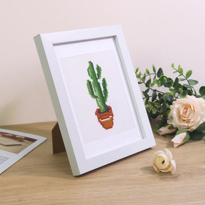Mini Diamond Painting Frame – 6" or 8" | Black, White & Wood Finish | With Mat & Stand