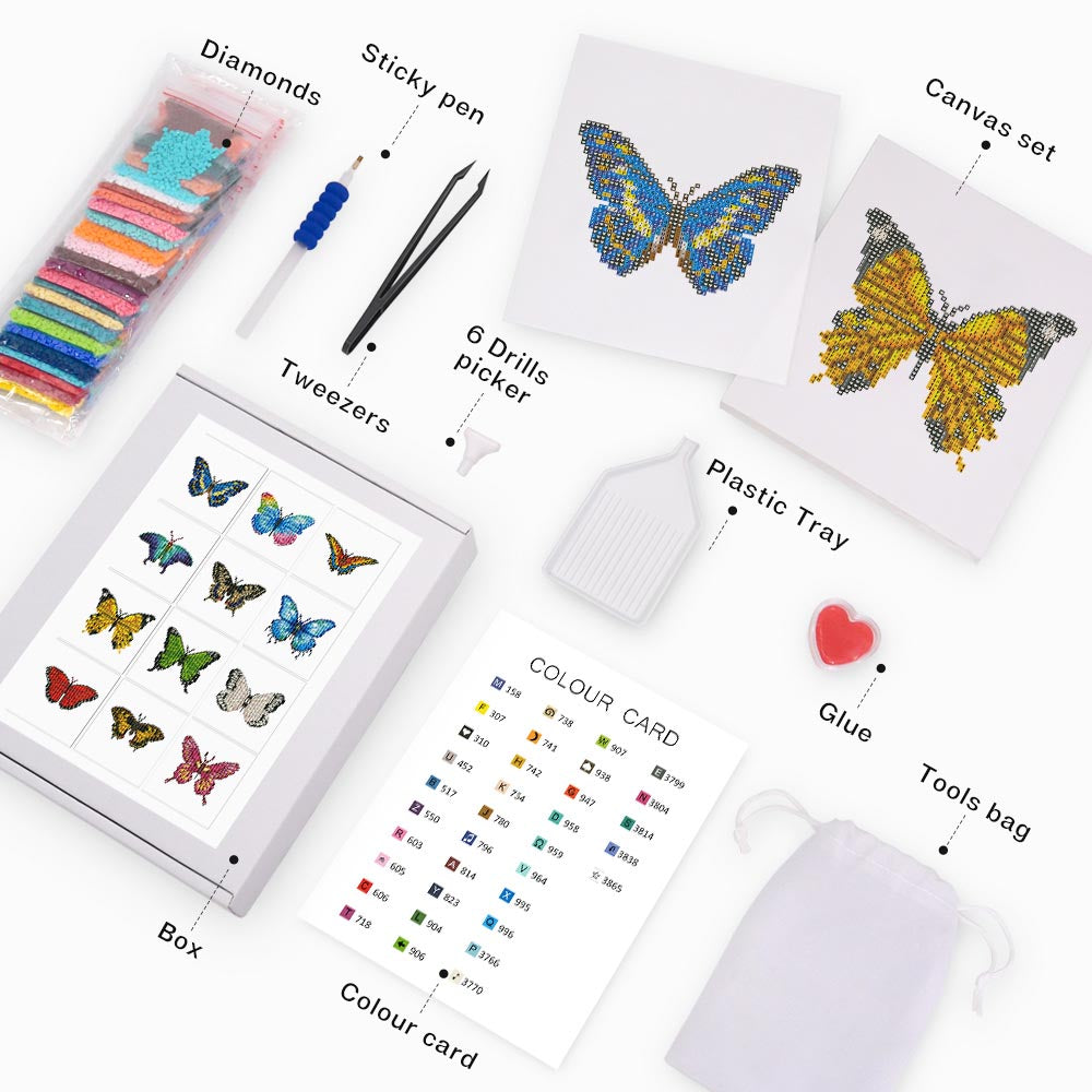 12 Mini-Paintings – Butterfly Bundle 2 diamond painting kit – image 2
