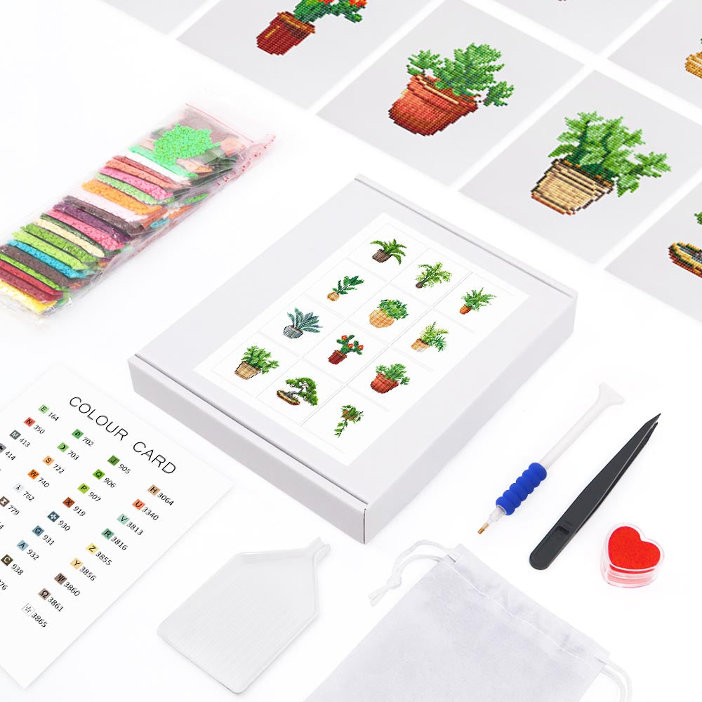 Diamond Painting - 12 Mini-Paintings | Mini Plant Magic