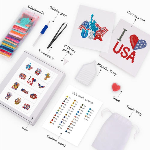 12 Mini-Paintings – We Love America diamond painting kit – image 2