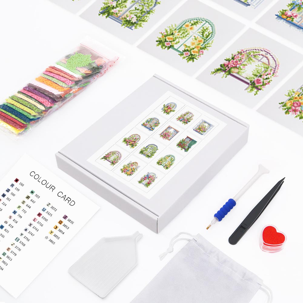 
12 Mini-Paintings – Where Flowers Meet the Light diamond painting kit – image 2