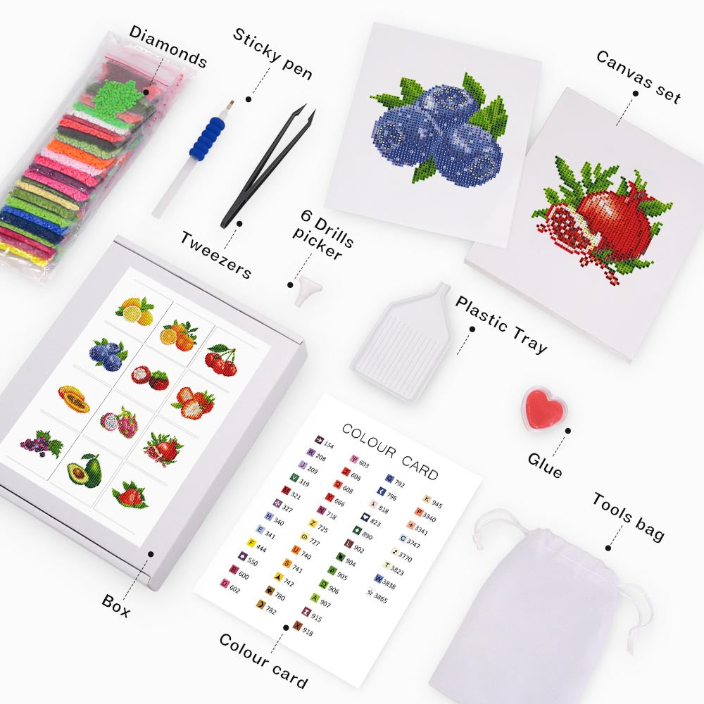 
12 Mini-Paintings – Fruit Bundle diamond painting kit – image 3