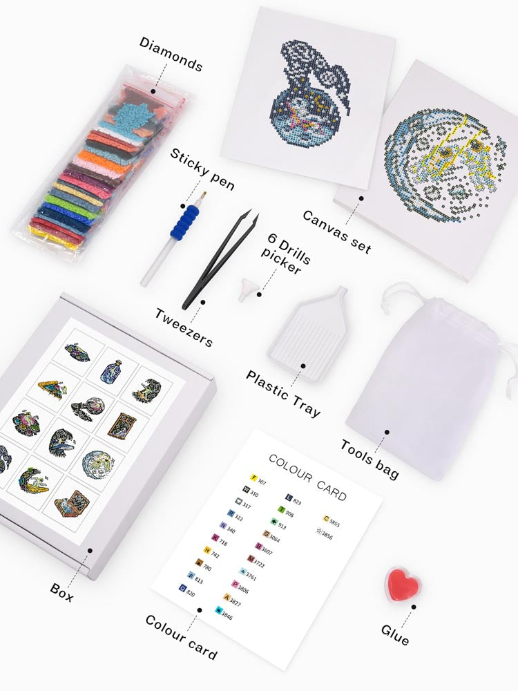12 Mini-Paintings – Moonbeam Memories diamond painting kit – image 3