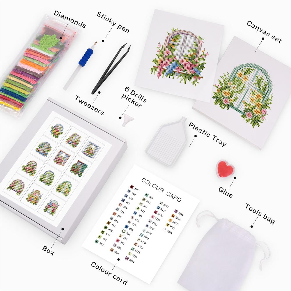 12 Mini-Paintings – Where Flowers Meet the Light diamond painting kit – image 3