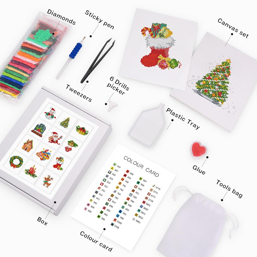 Diamond Painting - 12 Mini-Paintings | Christmas Set 3