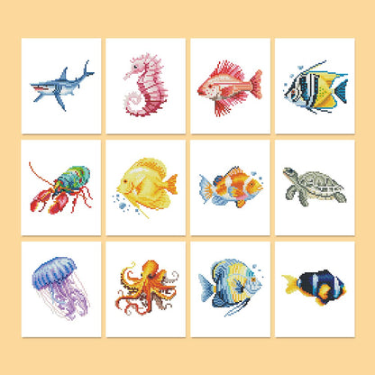 Diamond Painting - 12 Mini-Paintings | Sea Life