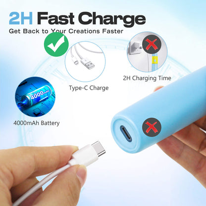 Diamond Painting Hotfix Rhinestone Applicator Kit – Cordless Tool with 3024 Rhinestones (Pink & Blue)