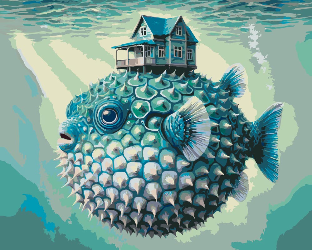 
Pufferfish with House diamond painting kit