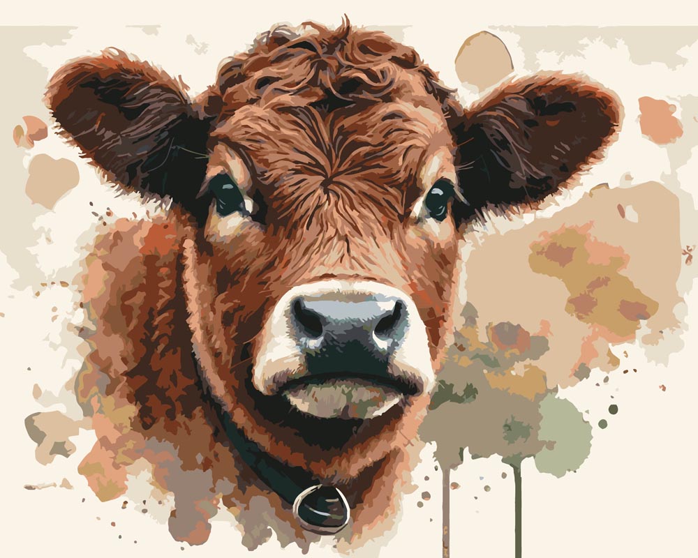 Diamond Painting - Brown Cow Portrait