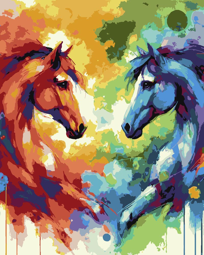 Diamond Painting - Two Colorful Horses