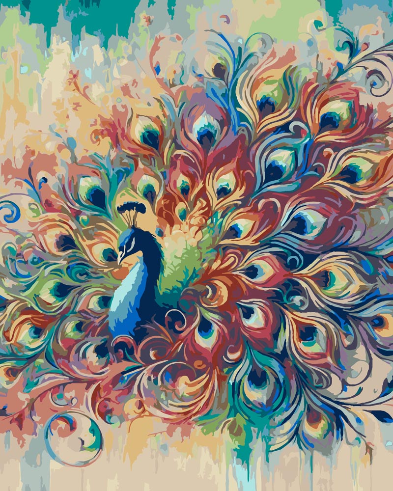 
Colorful Peacock Feathers diamond painting kit