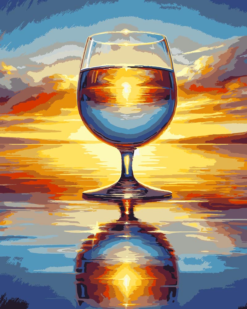 Diamond Painting - Sunset in Wine Glass