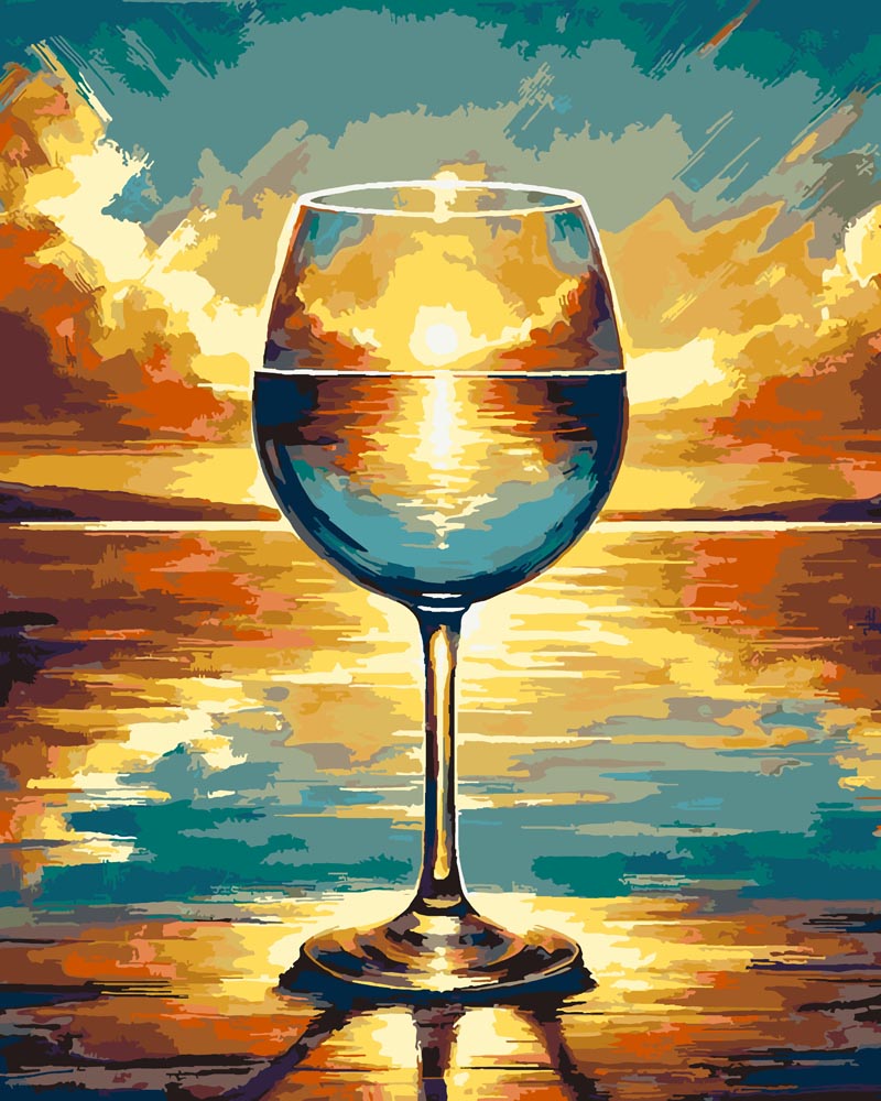 
Wine Glass with Sunset diamond painting kit