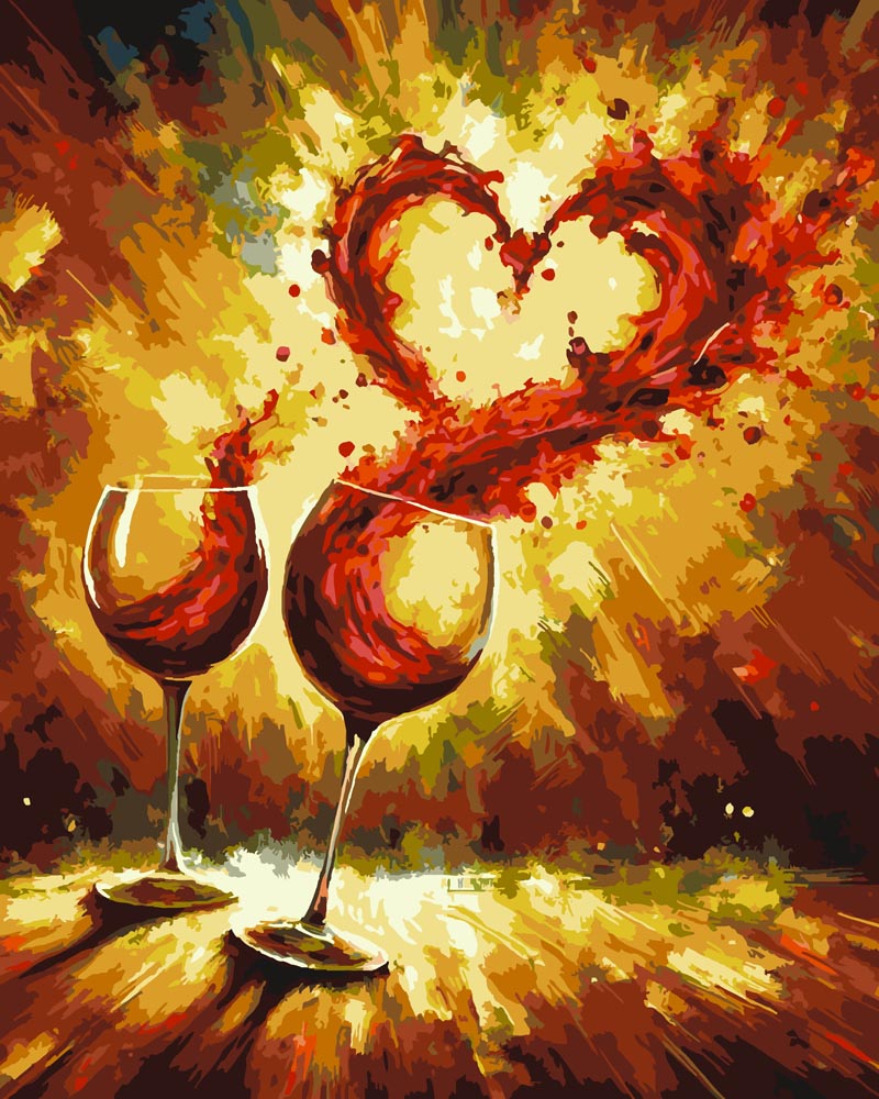 
Wine Glass Heart Splash diamond painting kit