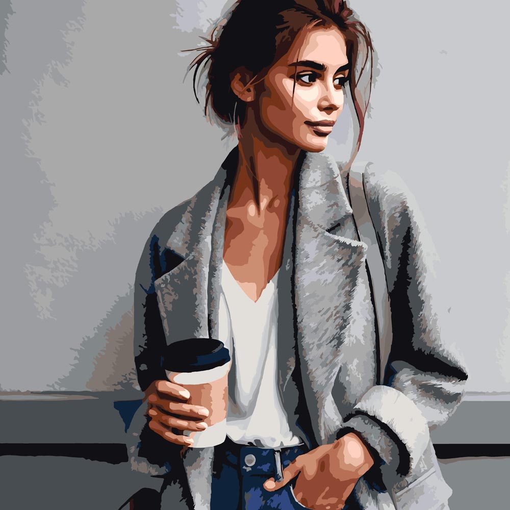 
Stylish Woman with Coffee diamond painting kit